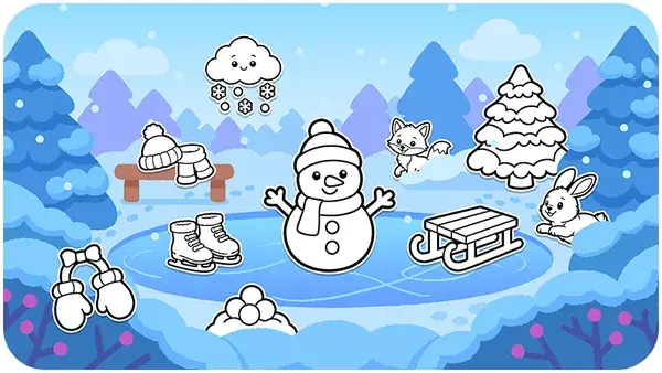 Snow day coloring page