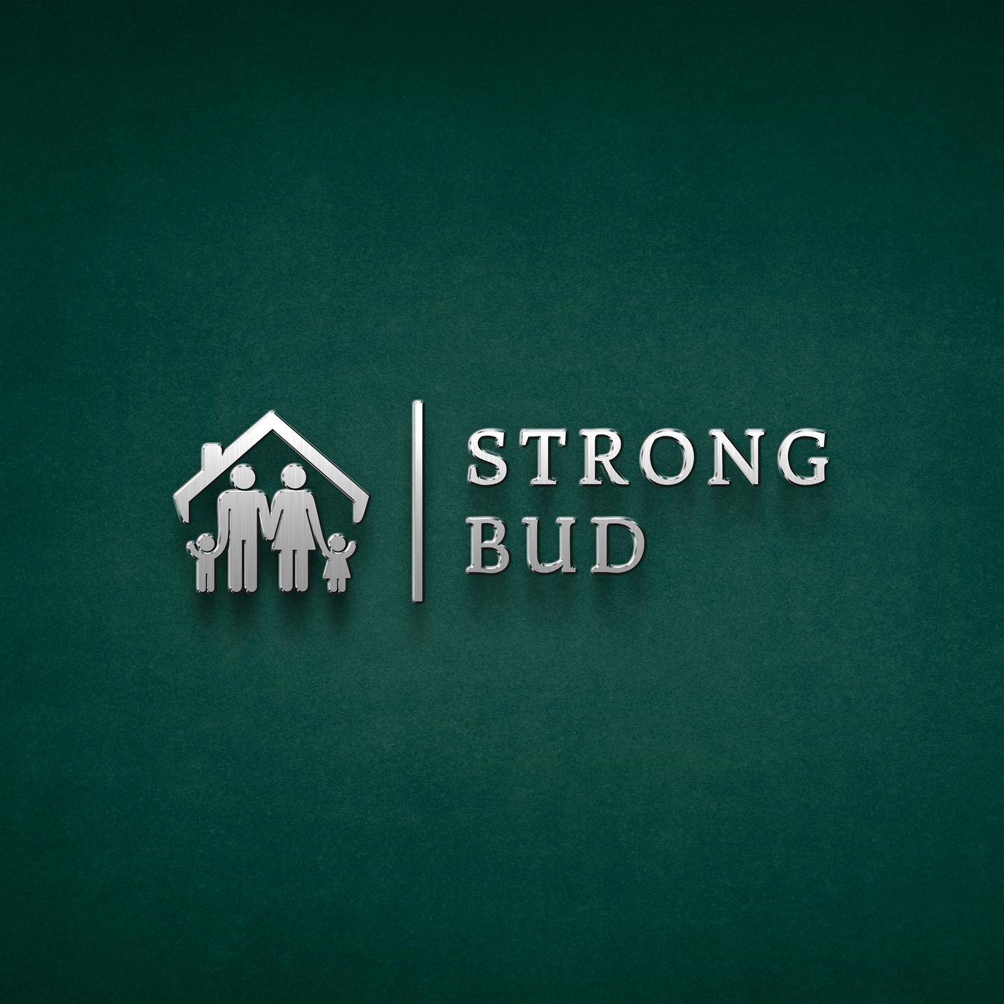 STRONG BUD construction logo – a house with a family