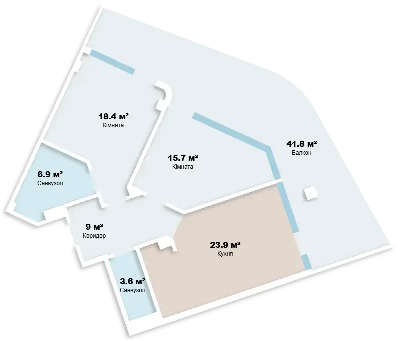 Планировка 2-комнатной квартиры в ЖК Graf у моря — вариант 7