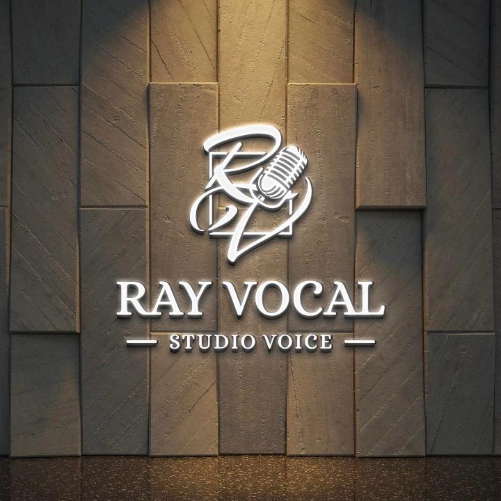 RAY VOCAL Studio Voice logo – RV monogram with a microphone