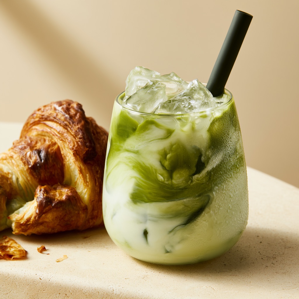 Ledová matcha a croissant