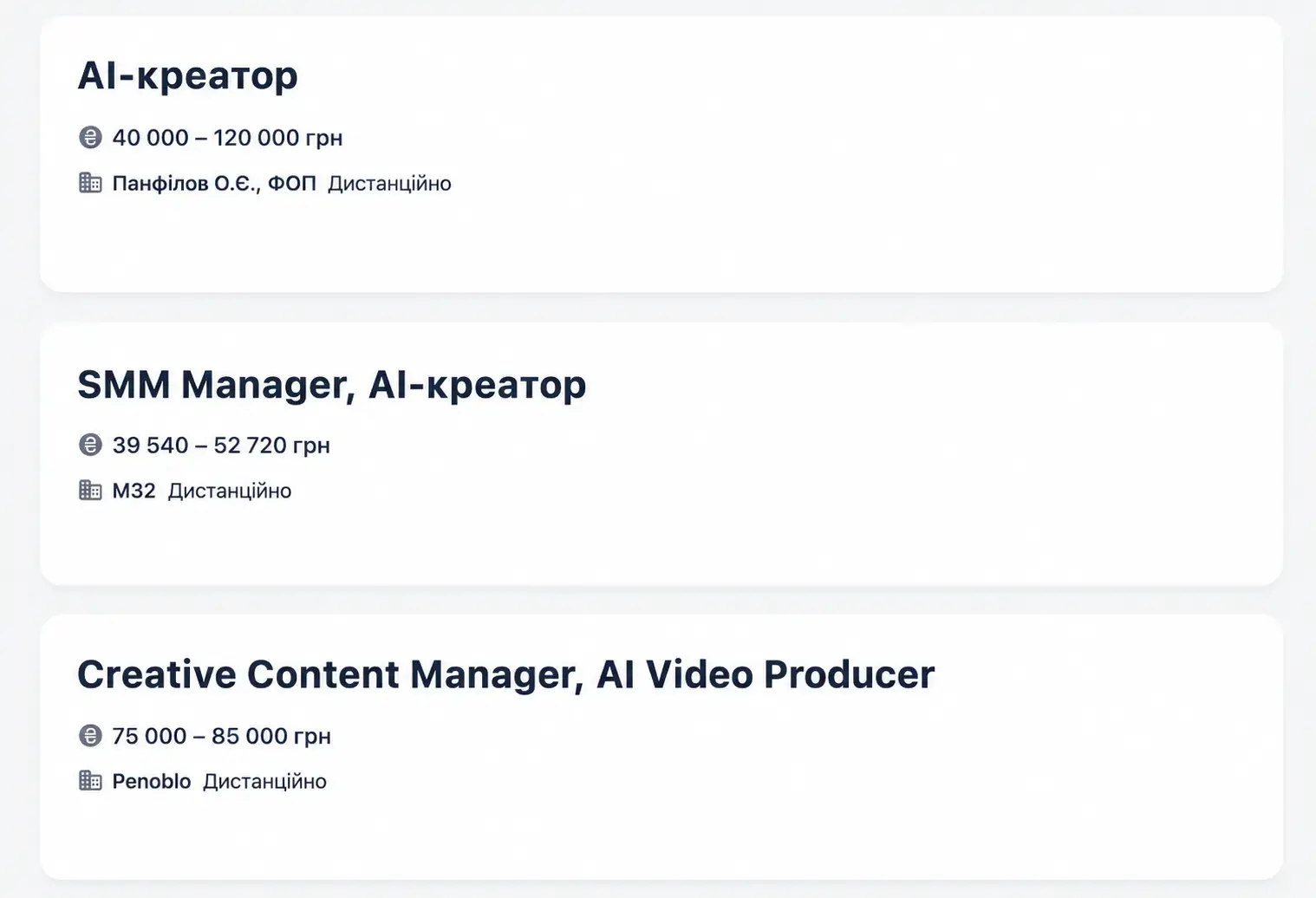 Приклад вакансії AI-креатора