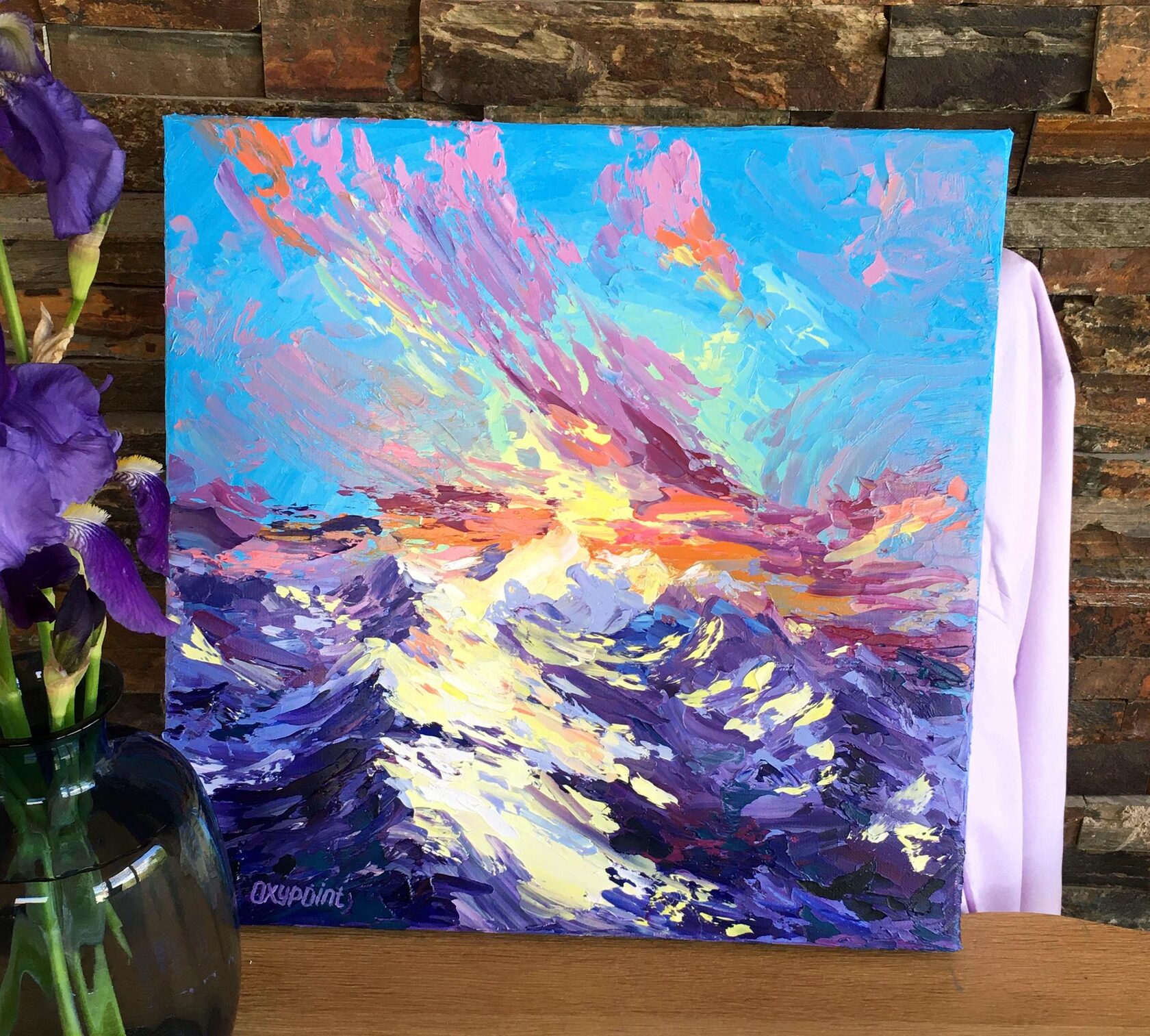 sunset oil painting