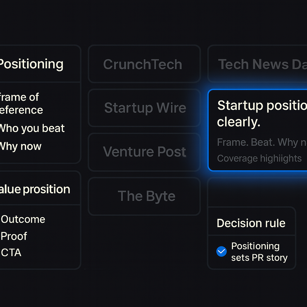 Hero — product positioning for startups: positioning vs value proposition, with decision rule.