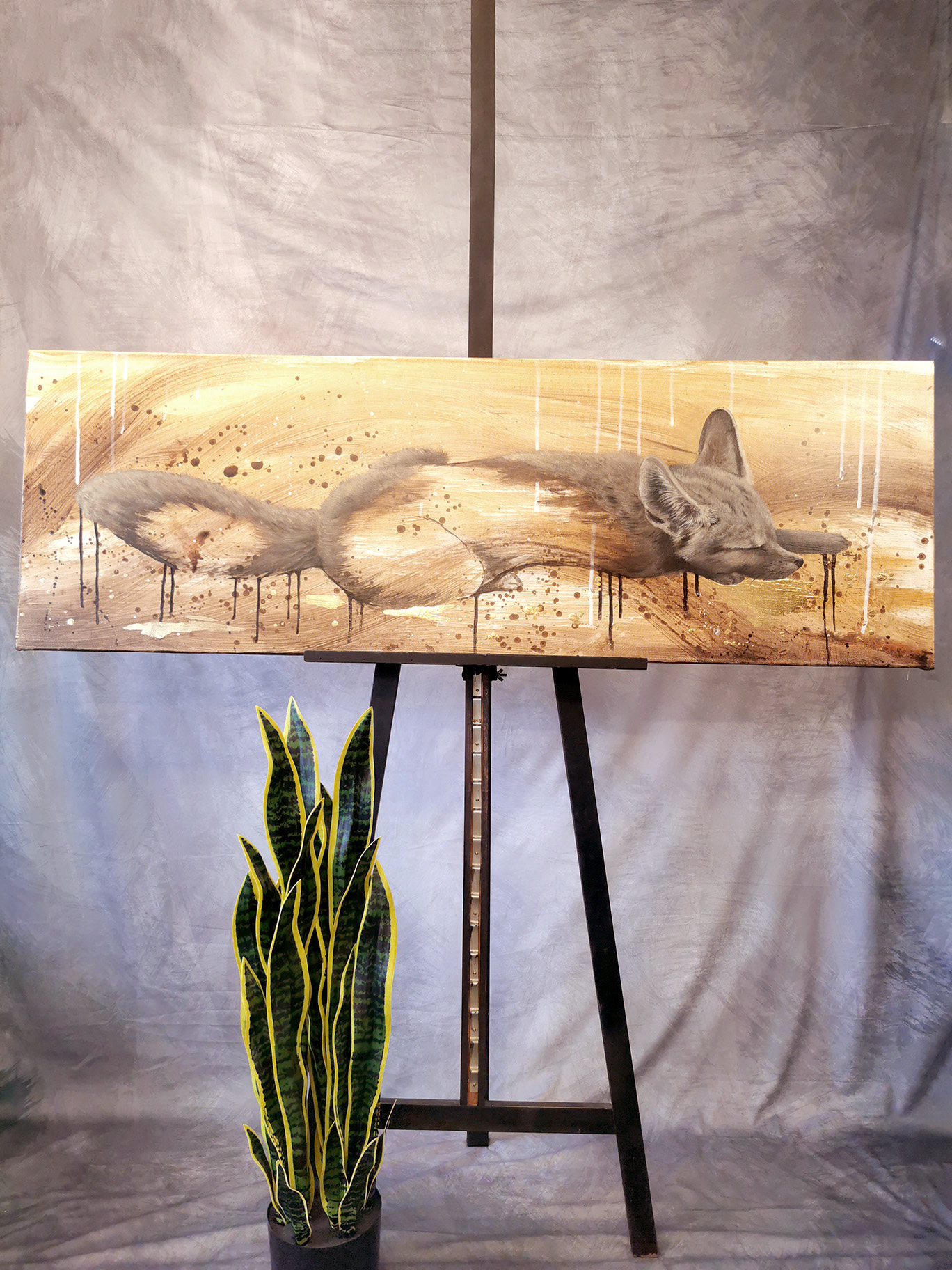 Wüstenfuchs Gemälde Original – Stille Weite und Anpassung an die Natur