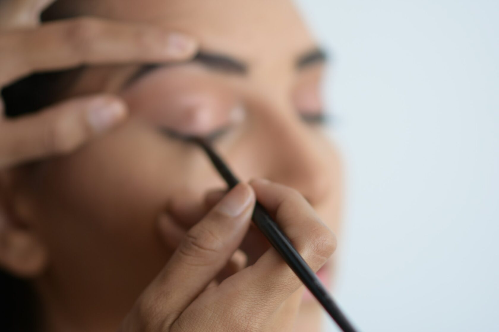 Powder eyebrow makeup — before and after transformation