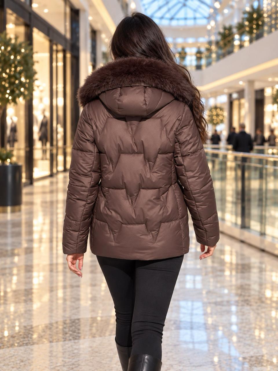 Зимова жіноча куртка WINTER LUXE — шоколадний колір