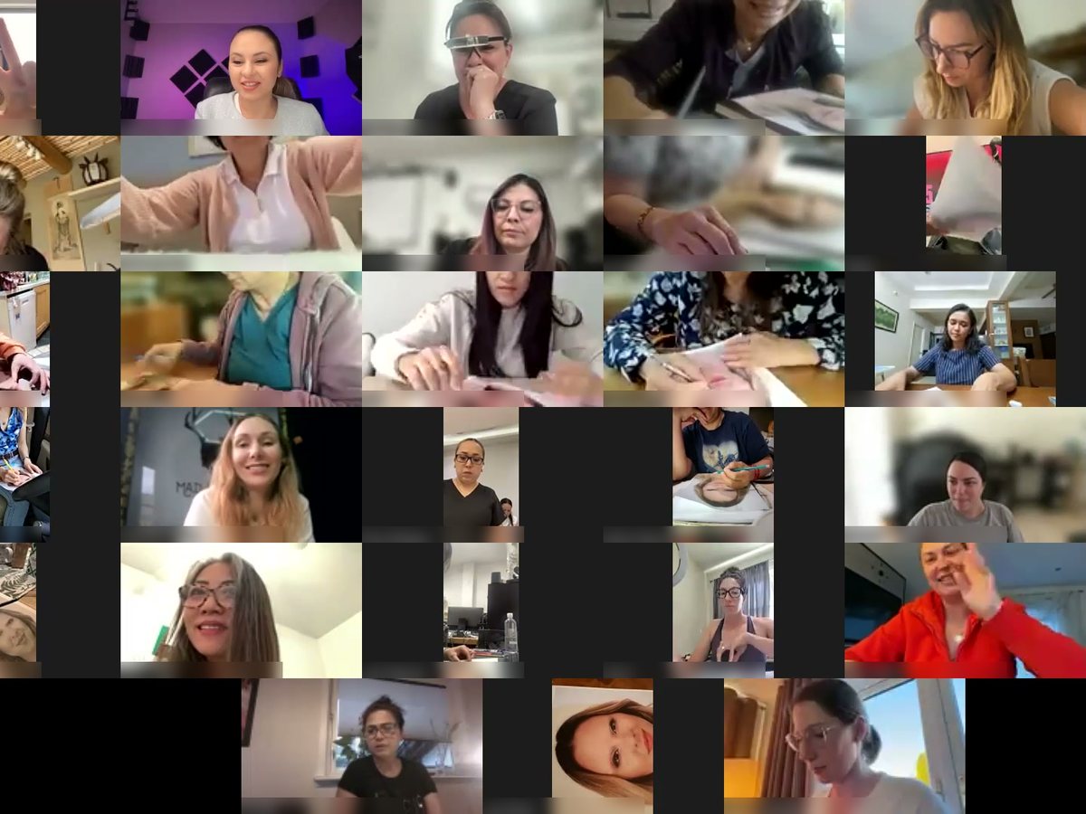 Kristina coaching Delta students live on Zoom while they practice at home