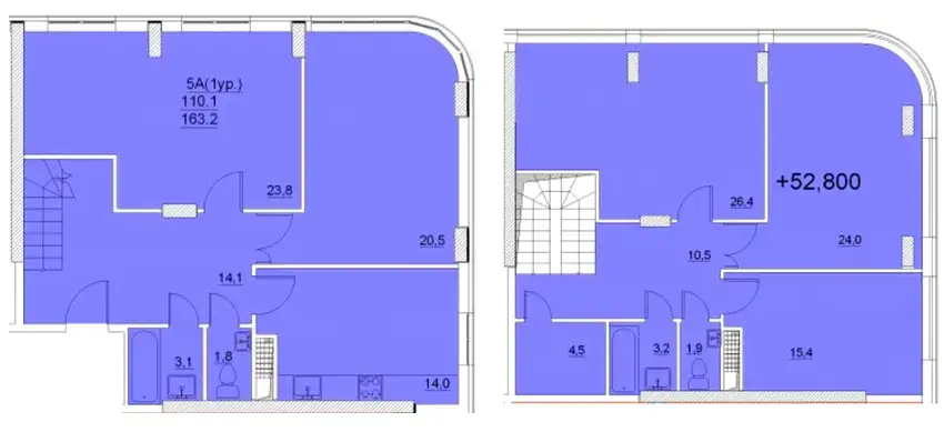 Вариант 2 планировки 5-комнатной квартиры в ЖК Люксембург парк