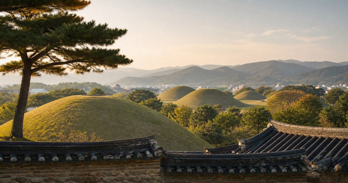 Royal tomb mounds and traditional architecture in Gyeongju