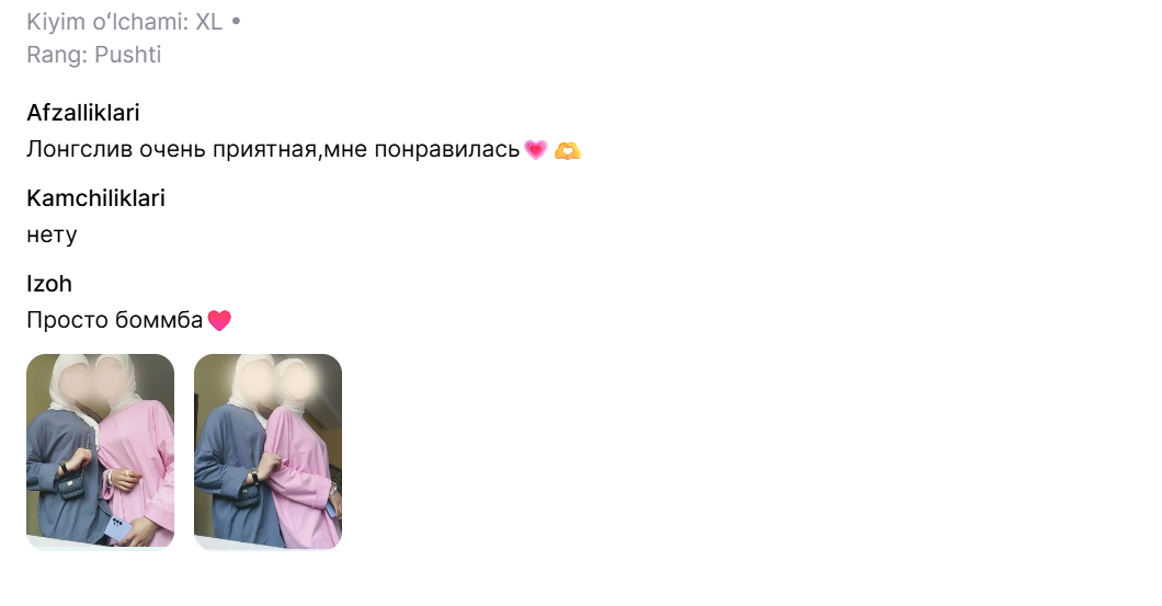 Mijoz fikri va rasmlari