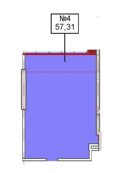 Планировка офиса №4 площадью 57,31 м² в БЦ PlatON