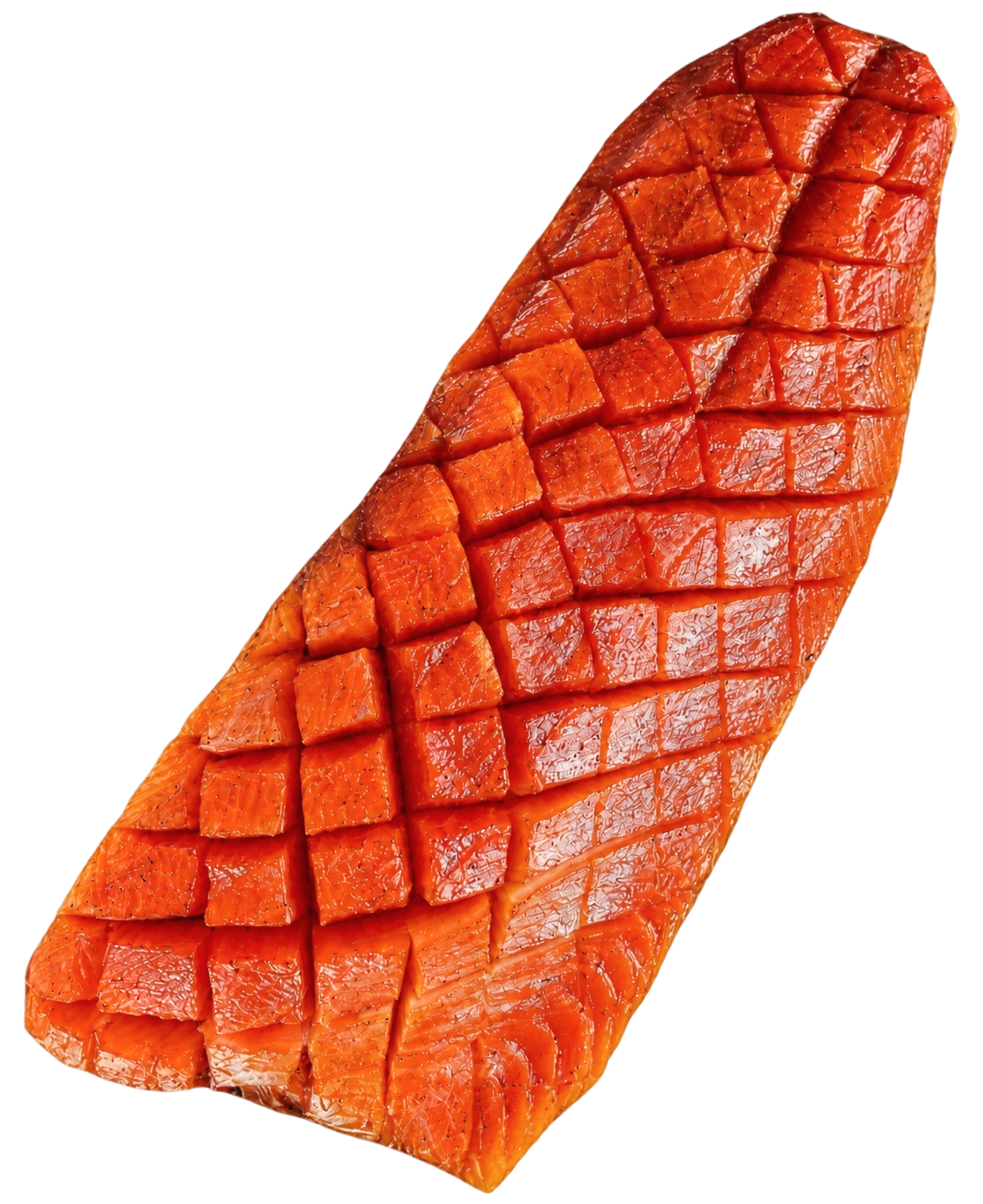 Salmon Yukola with diamond cut