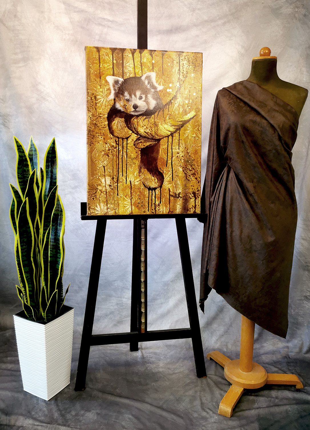 Roter Panda Gemälde Original großformatig – sanfte, weiche Pfoten mit schmachtendem Blick