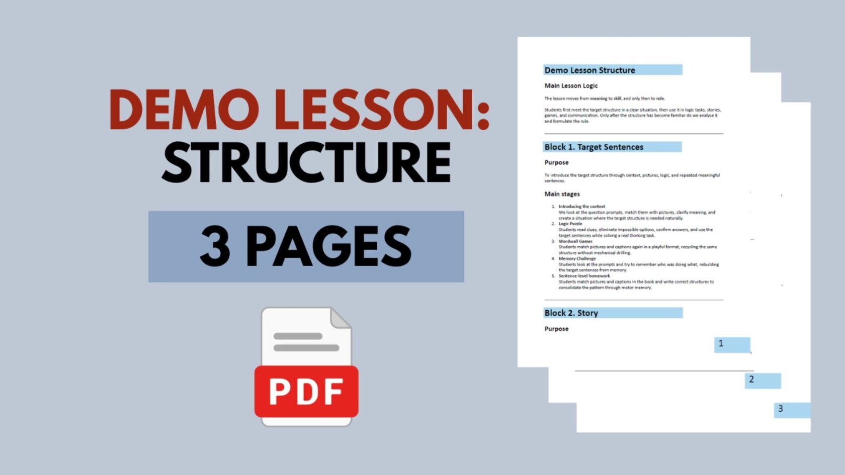 Demo lesson: structure, 3 pages