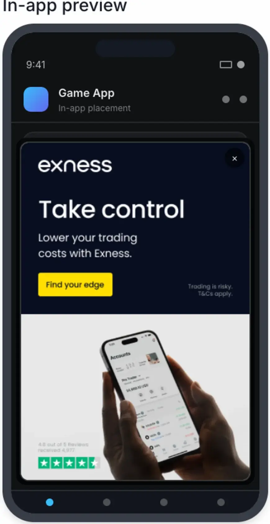 In-app preview of a 320×480 interstitial
