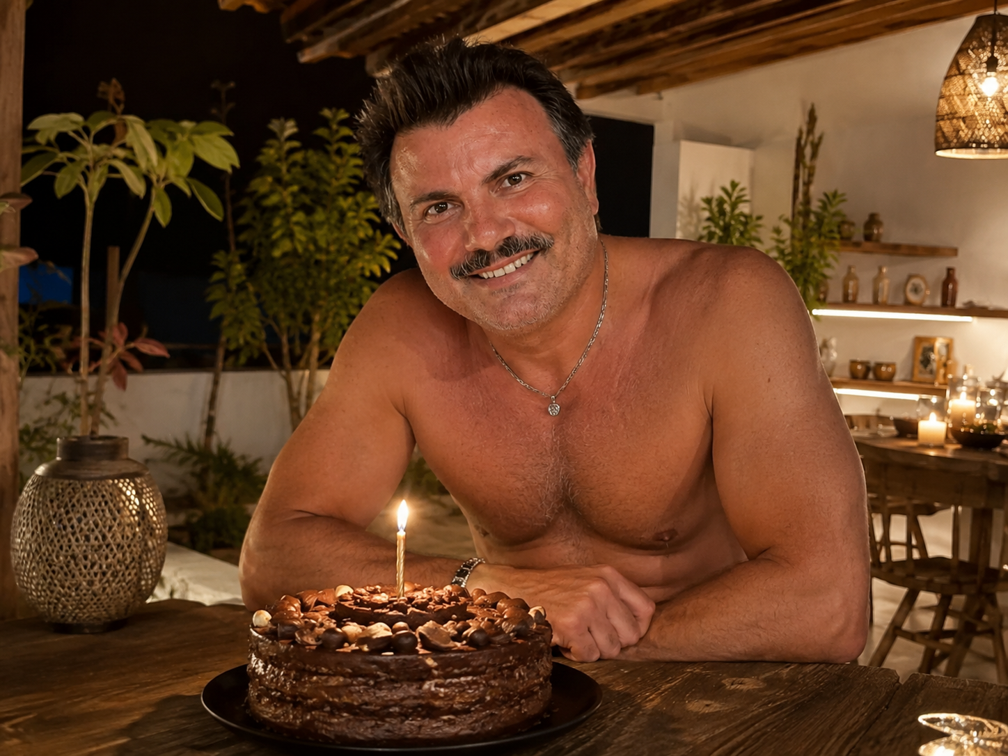 Stefano davanti alla sua torta di compleanno