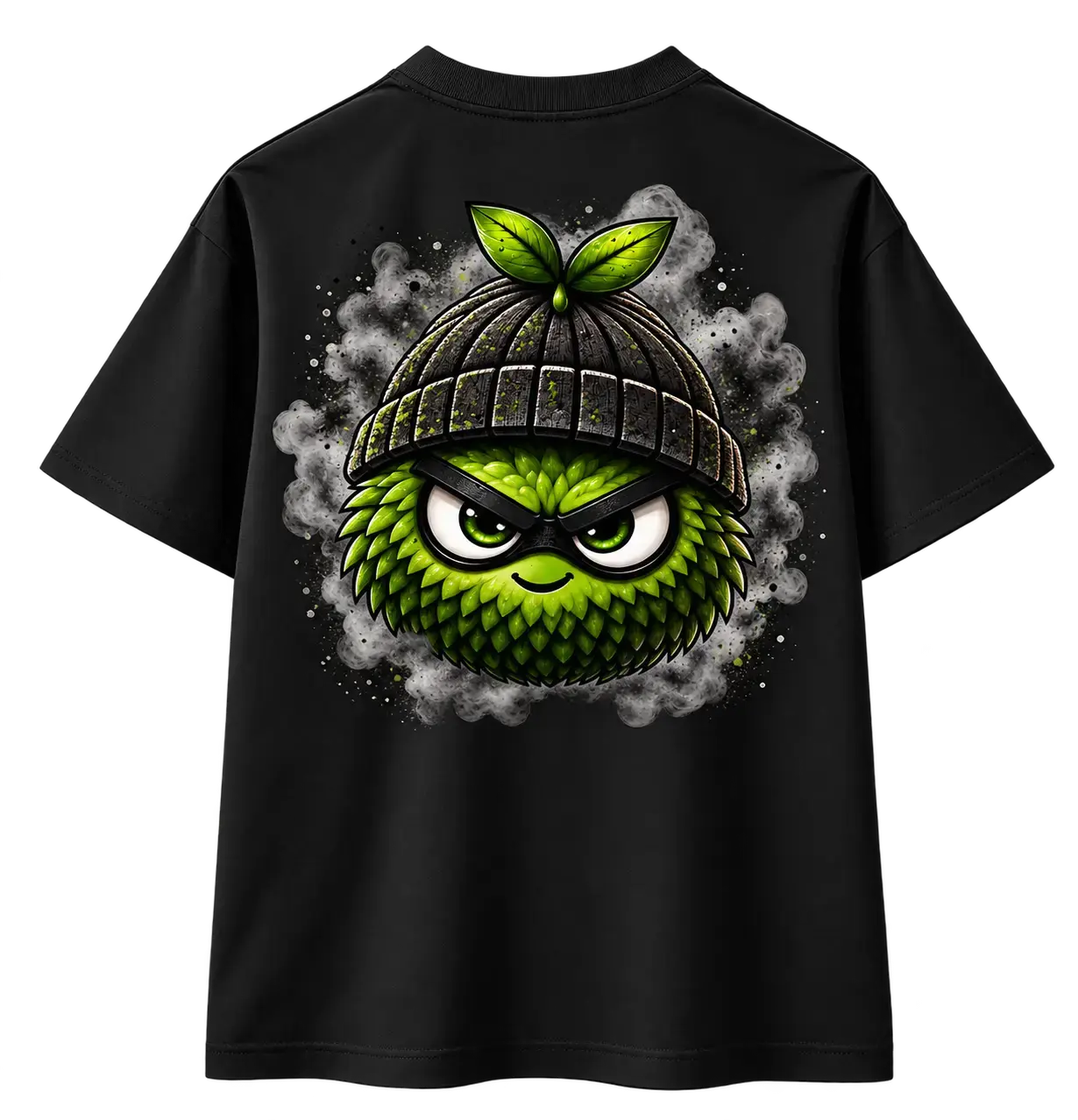 Schwarzes MossiGO MOST WANTED T-Shirt „Untergetaucht“ mit Mossi in Mütze und Maske – IZSO NaturArt Lahr
