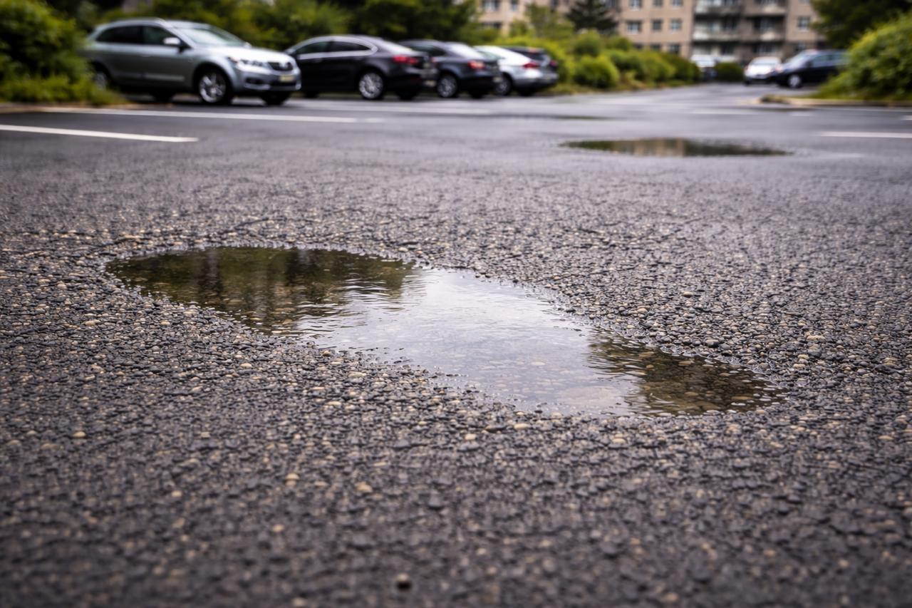 локви на асфалт след некачественно асфалтиране