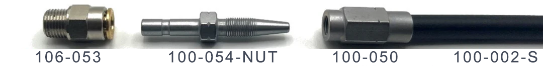 Штуцер с канавкой + винтовая втулка + Push-in фитинг