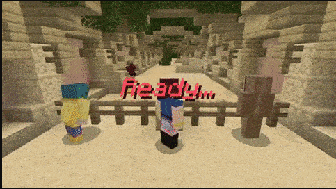 Minecraft-scene bygget af et barn