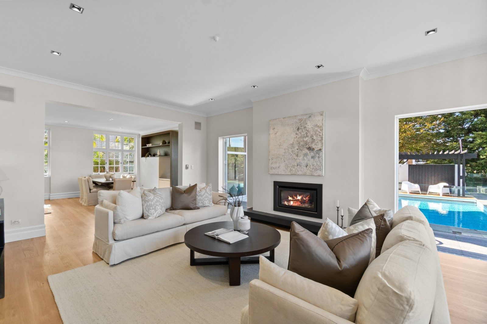 Renewed open-plan living space in the Owens Road Epsom character home