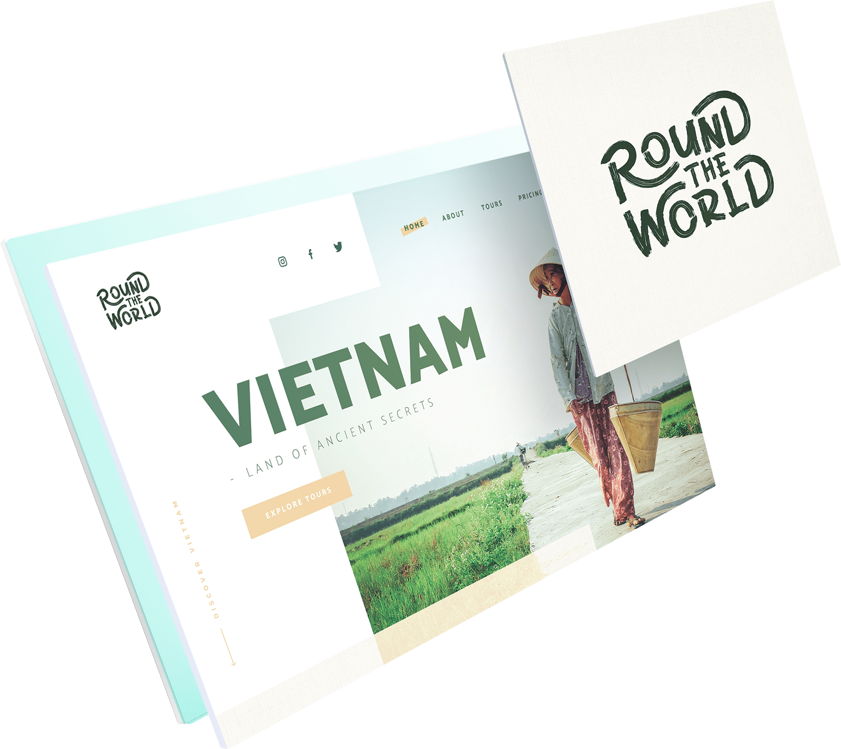 Website en logo voorbeeld van het project: Round The World