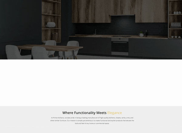 Анимация главной страницы Prime Kitchens