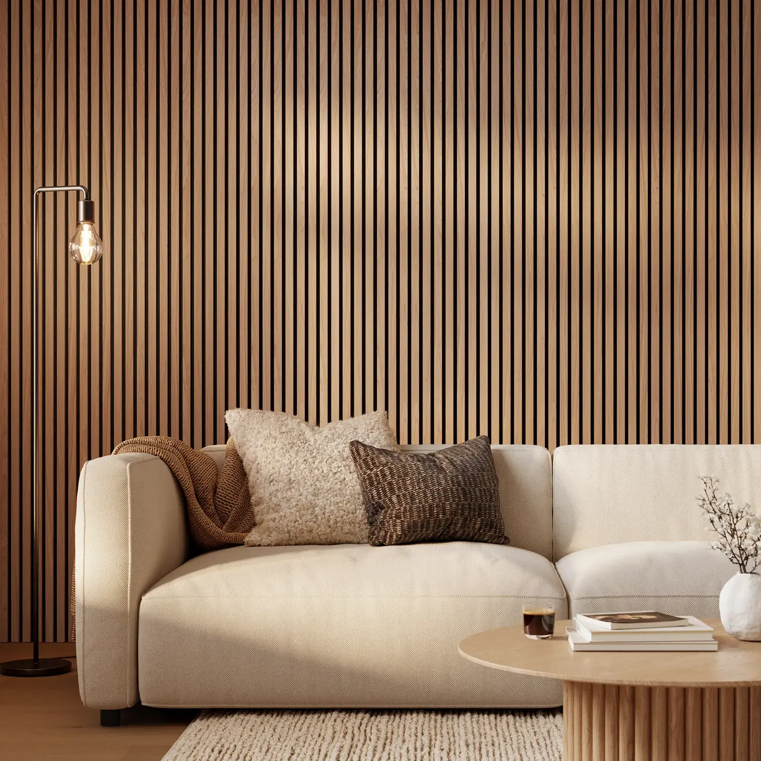 Natural wood wall panels