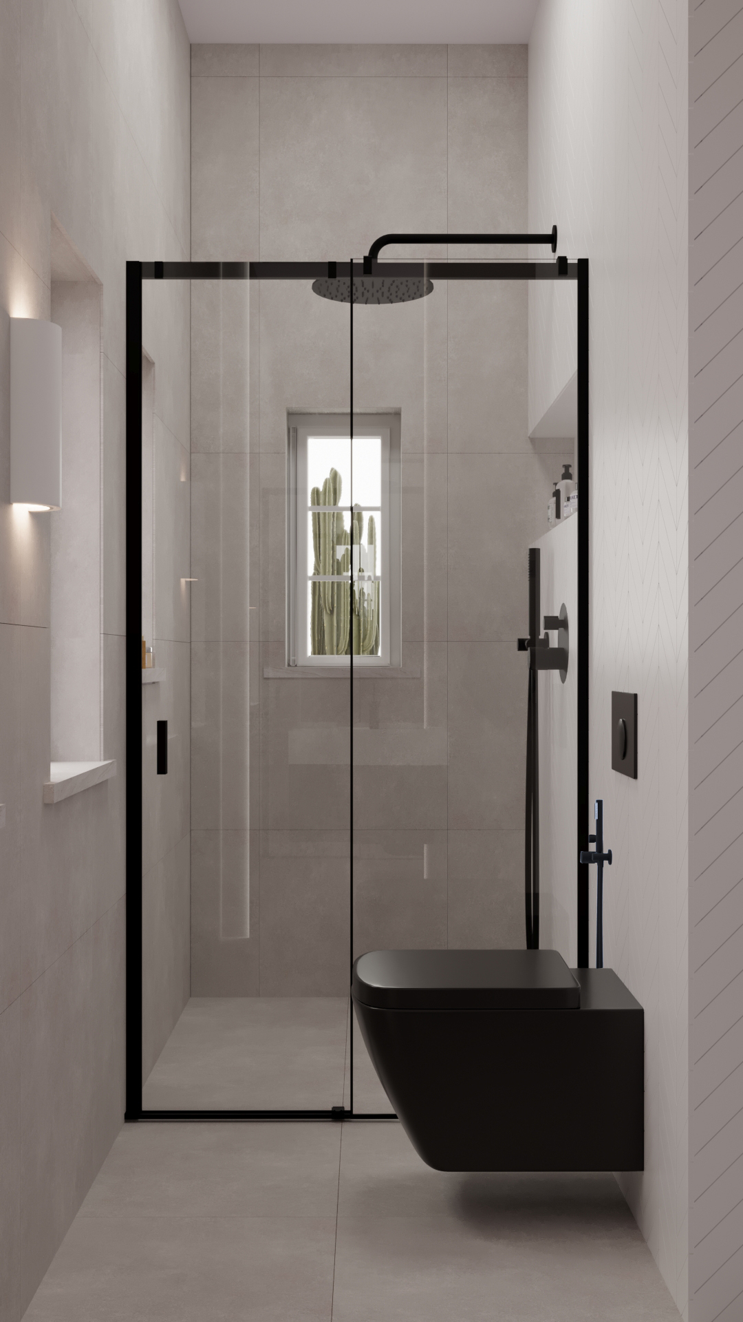 Warm neutral bathroom and bespoke joinery design from the InsideOut portfolio