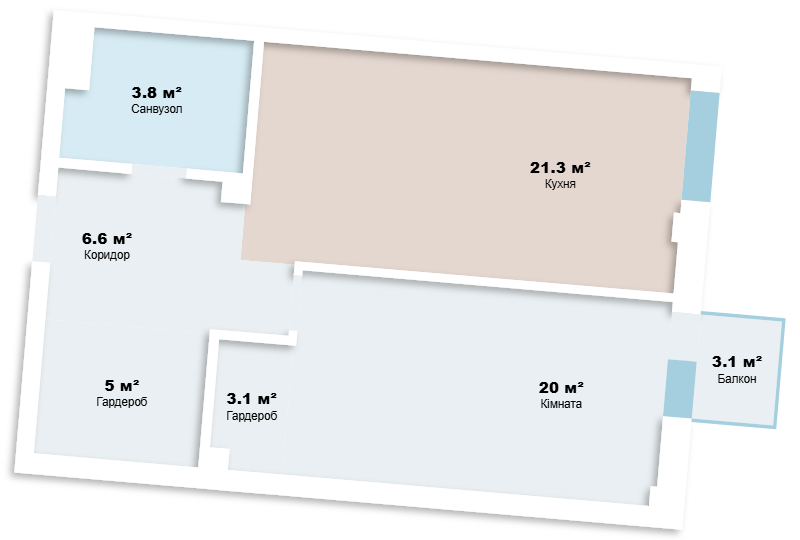 1-комнатная квартира — планировка 11