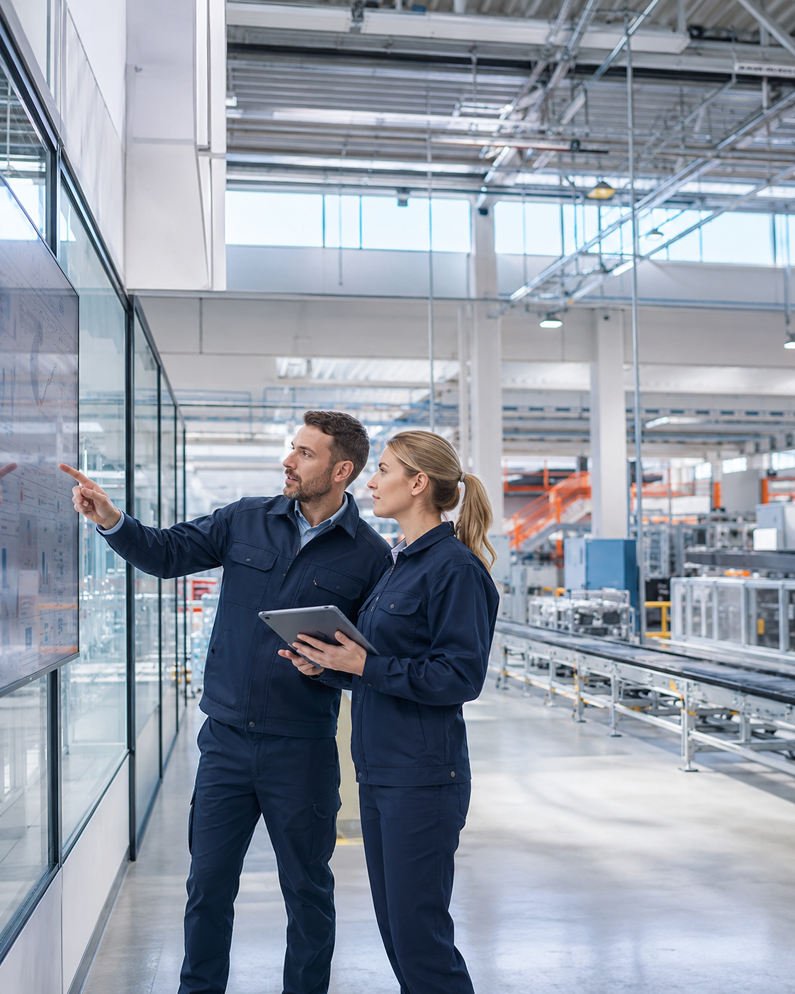 Engineers using connected operational data in a bright digital enterprise facility