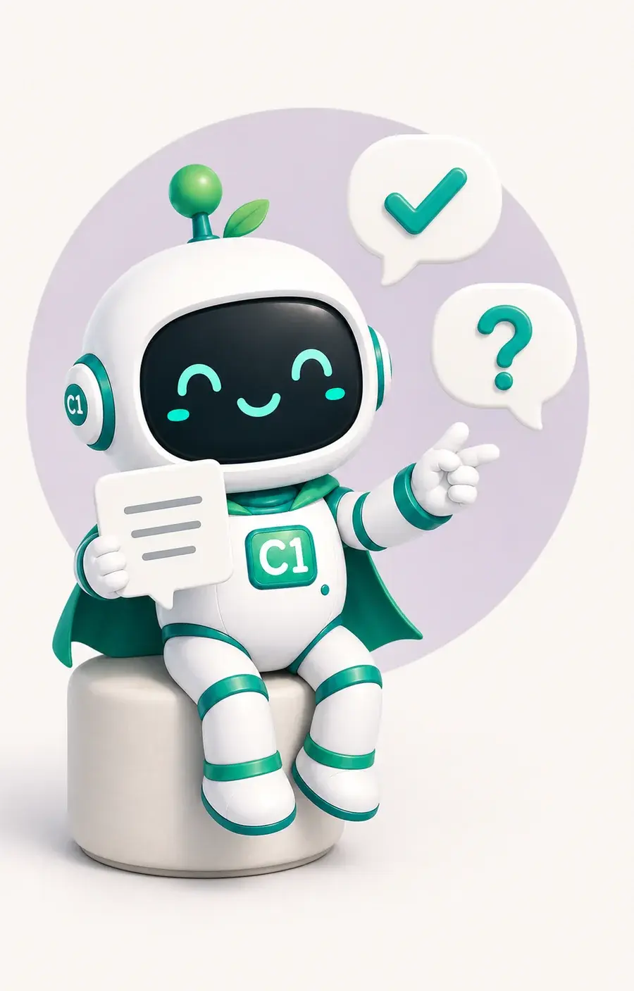 Маскот CENTR1 показывает результат консультации