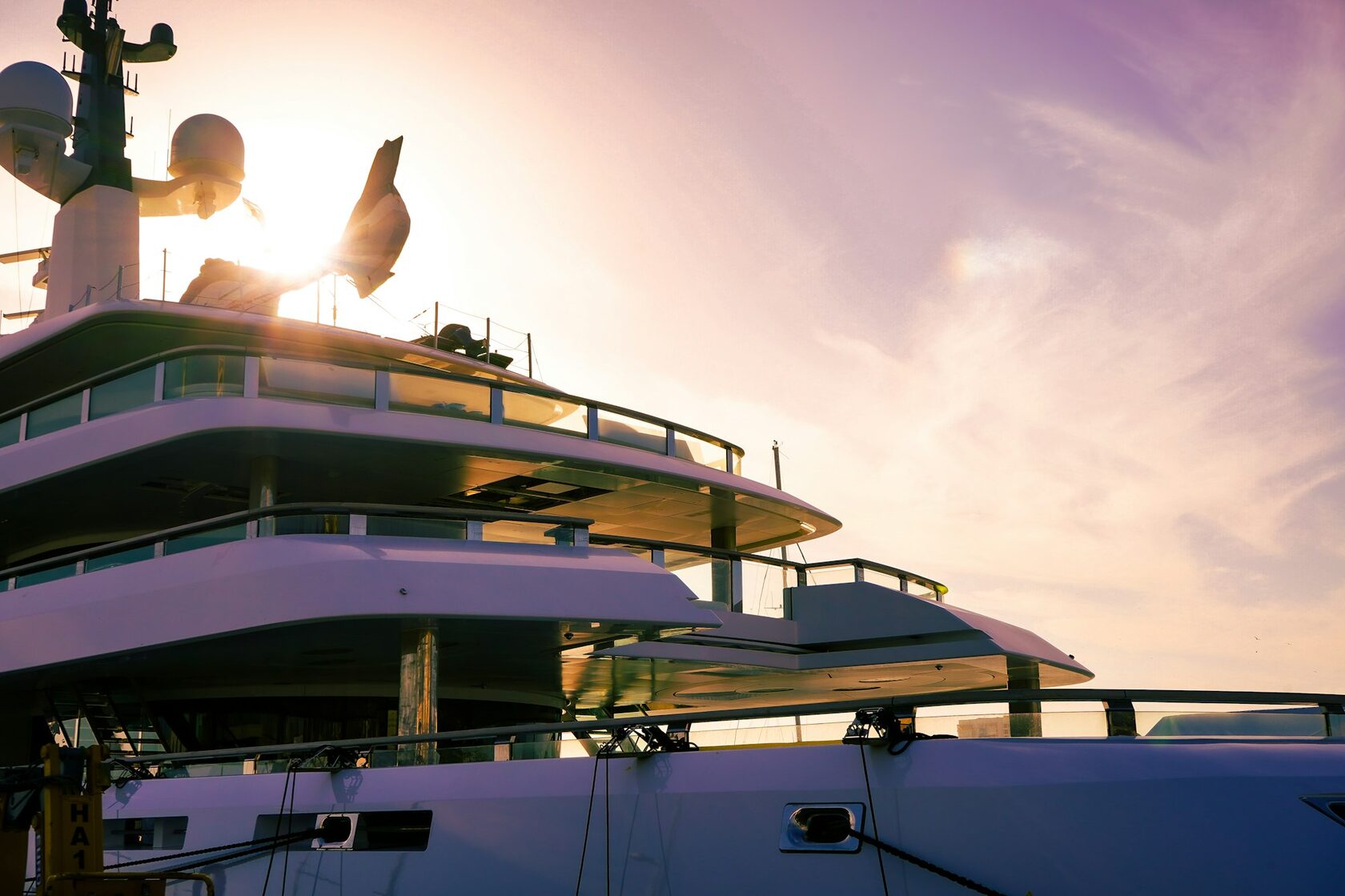 Yacht crew working