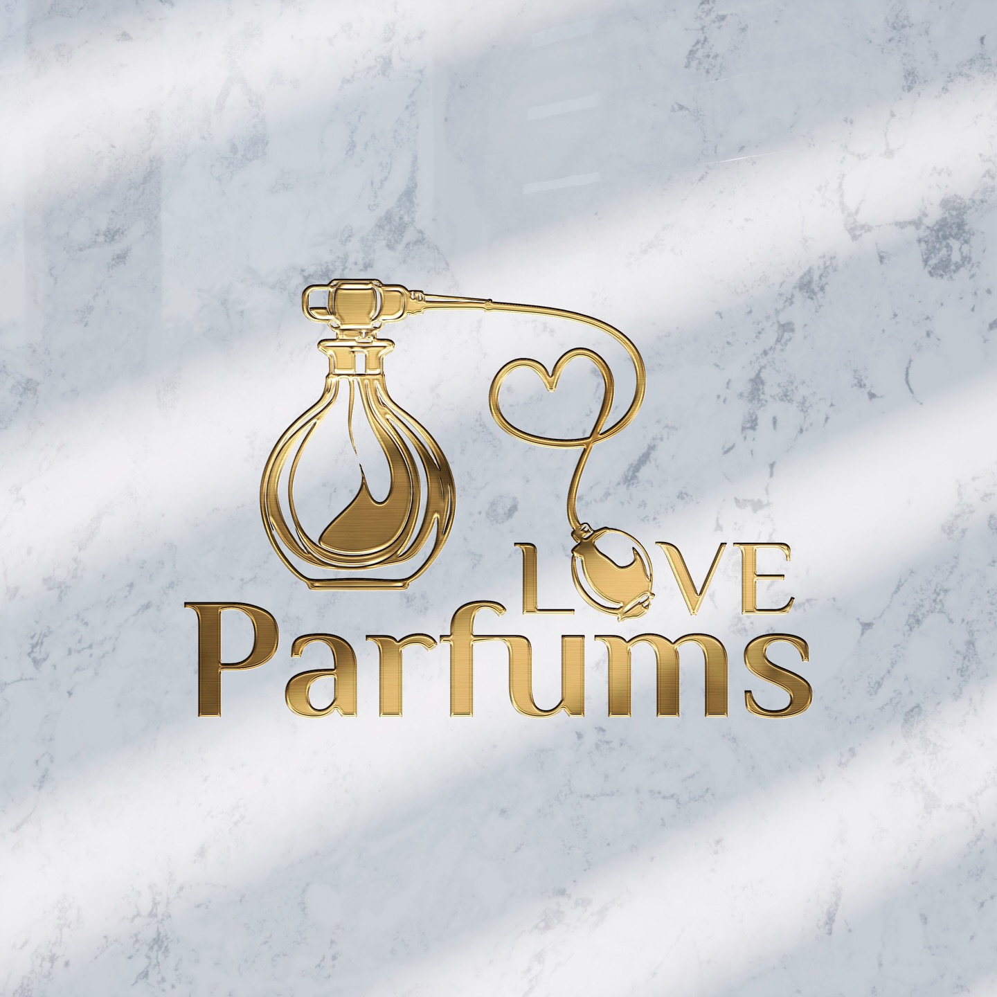 Love Parfums logo on marble
