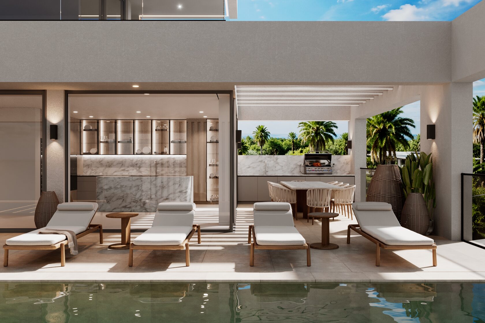 Villa garden, pool terrace and outdoor living design