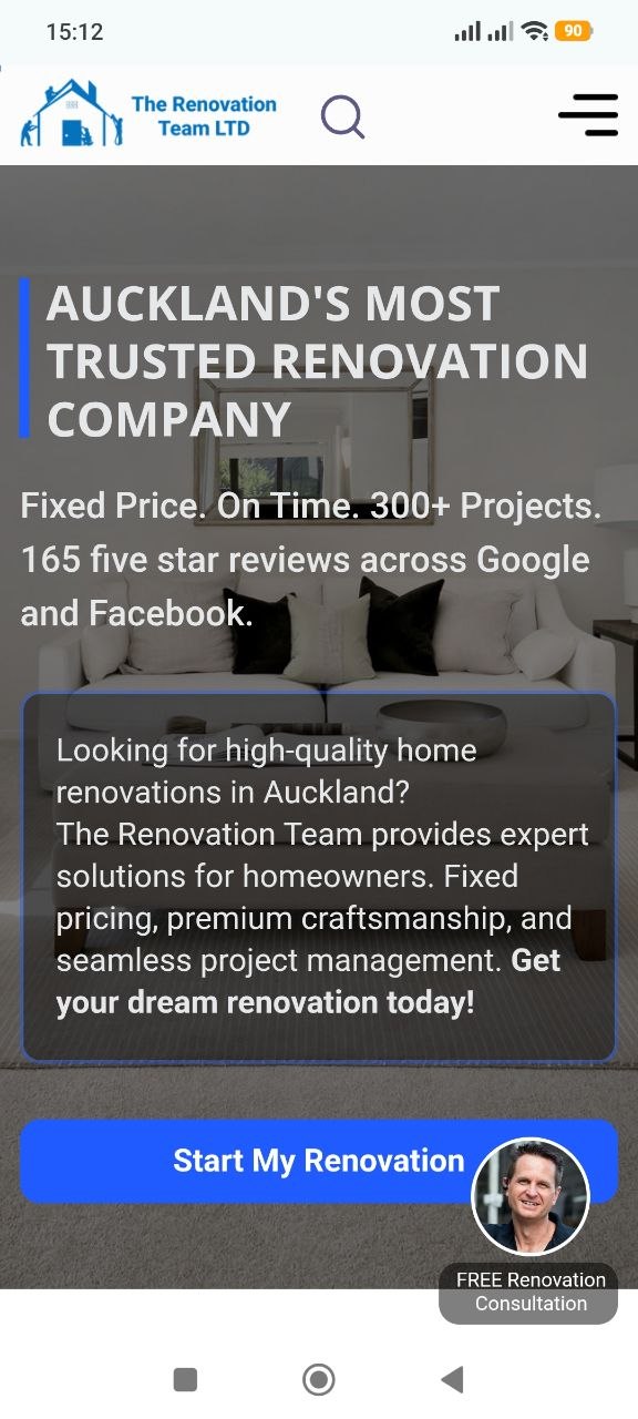 The Renovation Team website mobile crop