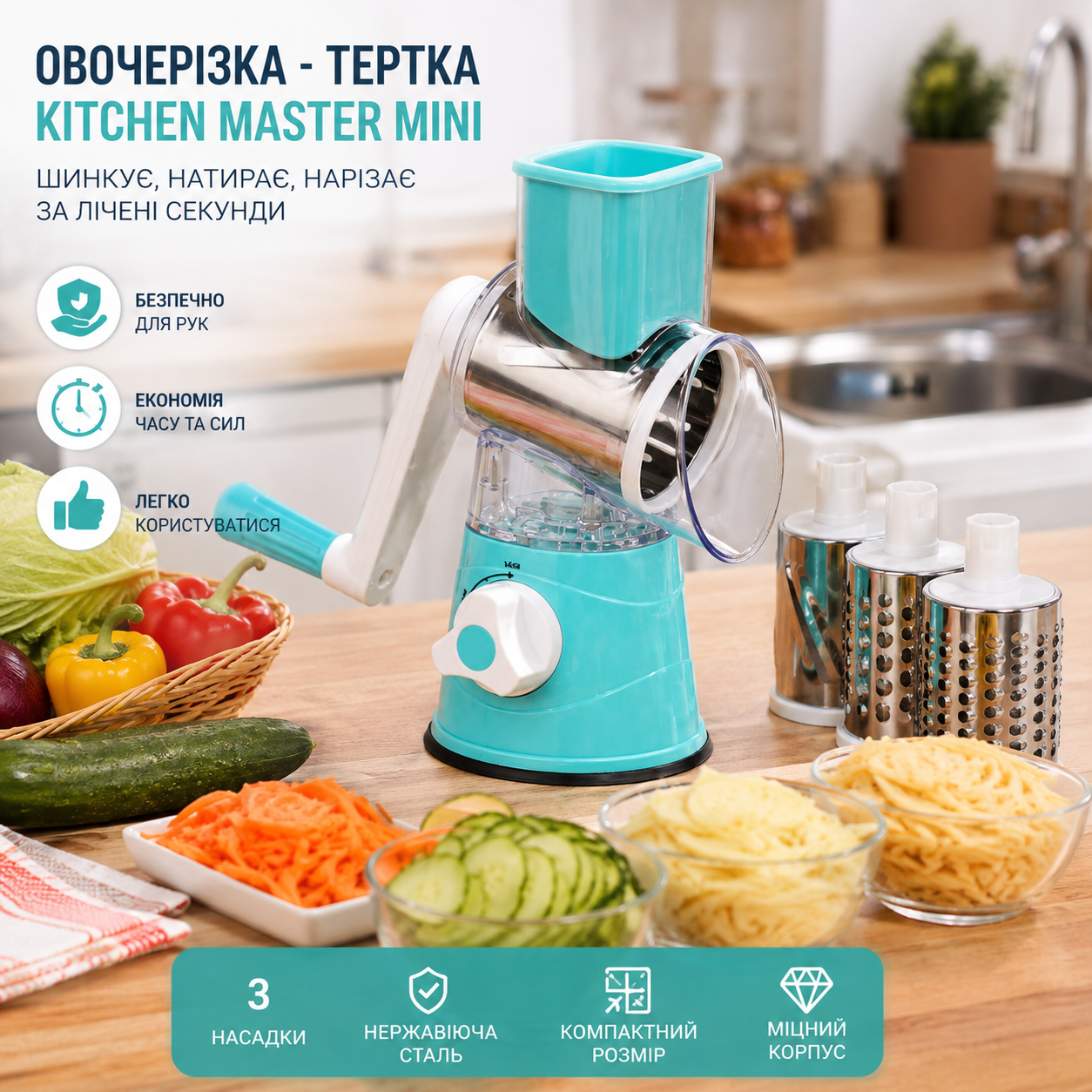 Tabletop Drum Grater Kitchen Master MINI 806