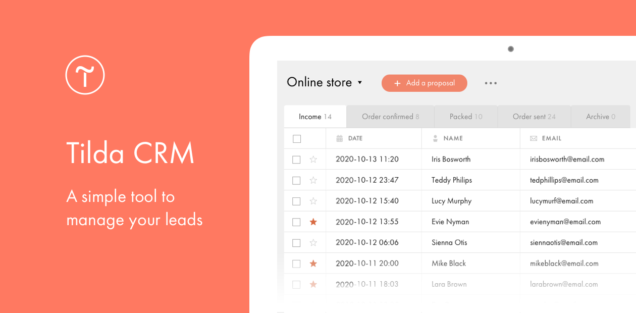 Tilda CRM: Simple Tool to Manage your Leads