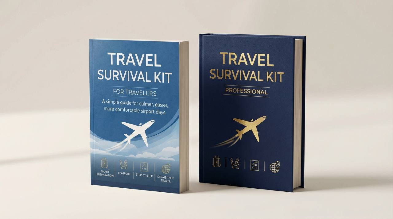 Travel Survival Kit and Professional Travel Guide cover mockups