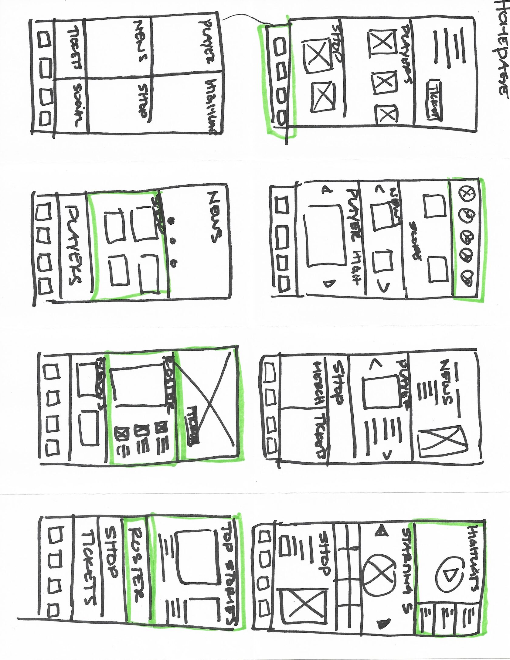 Wireframes for Home page