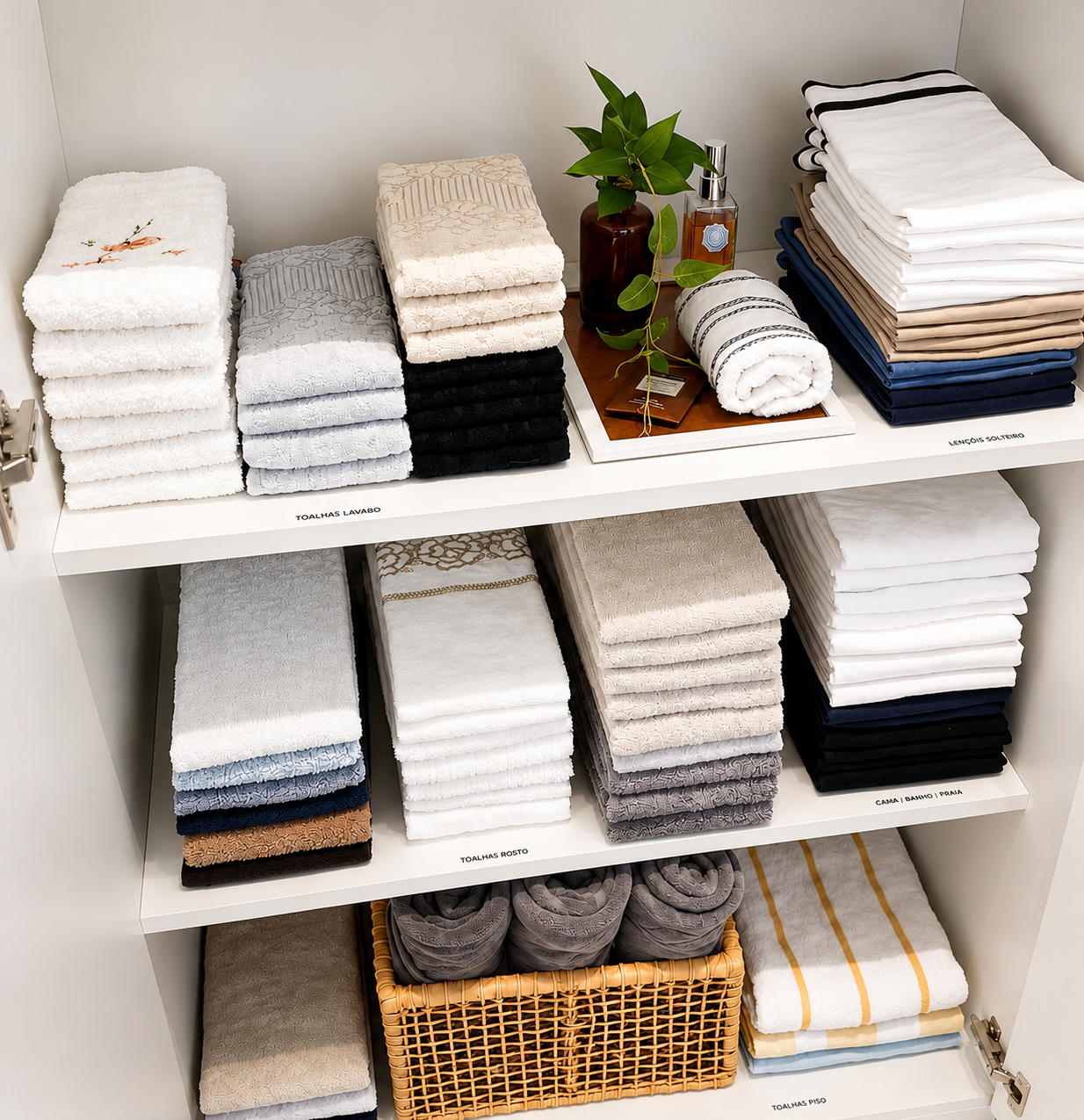 Dressing étagères blanches organisées