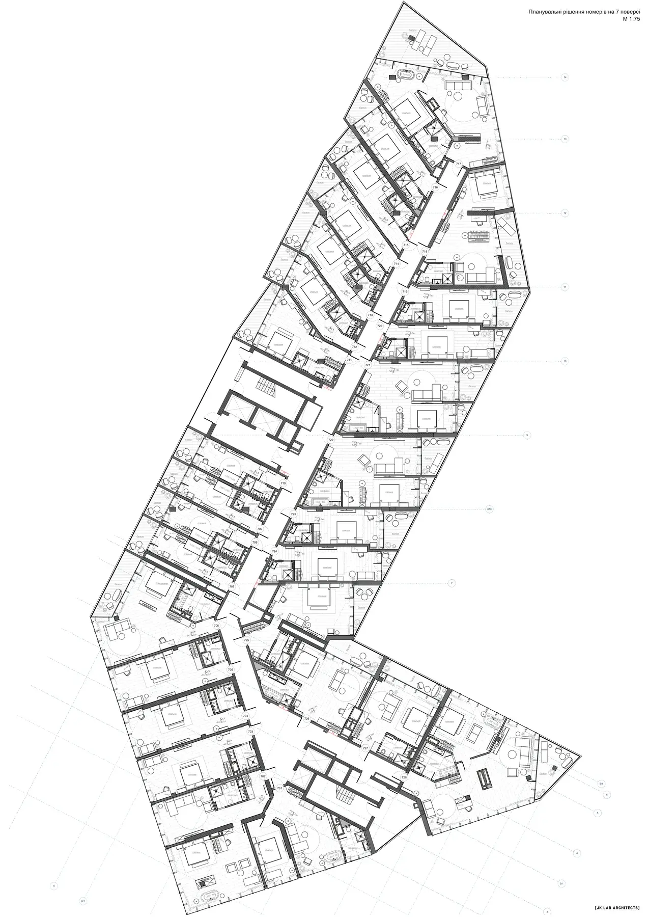 M1 Club Apartments — планировка седьмого этажа