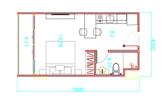 Планировка студии 30 м² Sun Hills Layan
