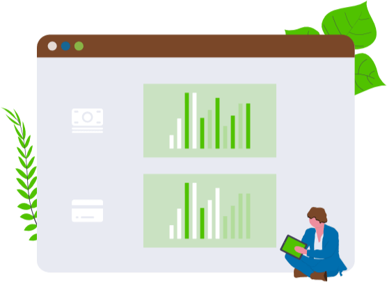 Мужчина с планшетом и график