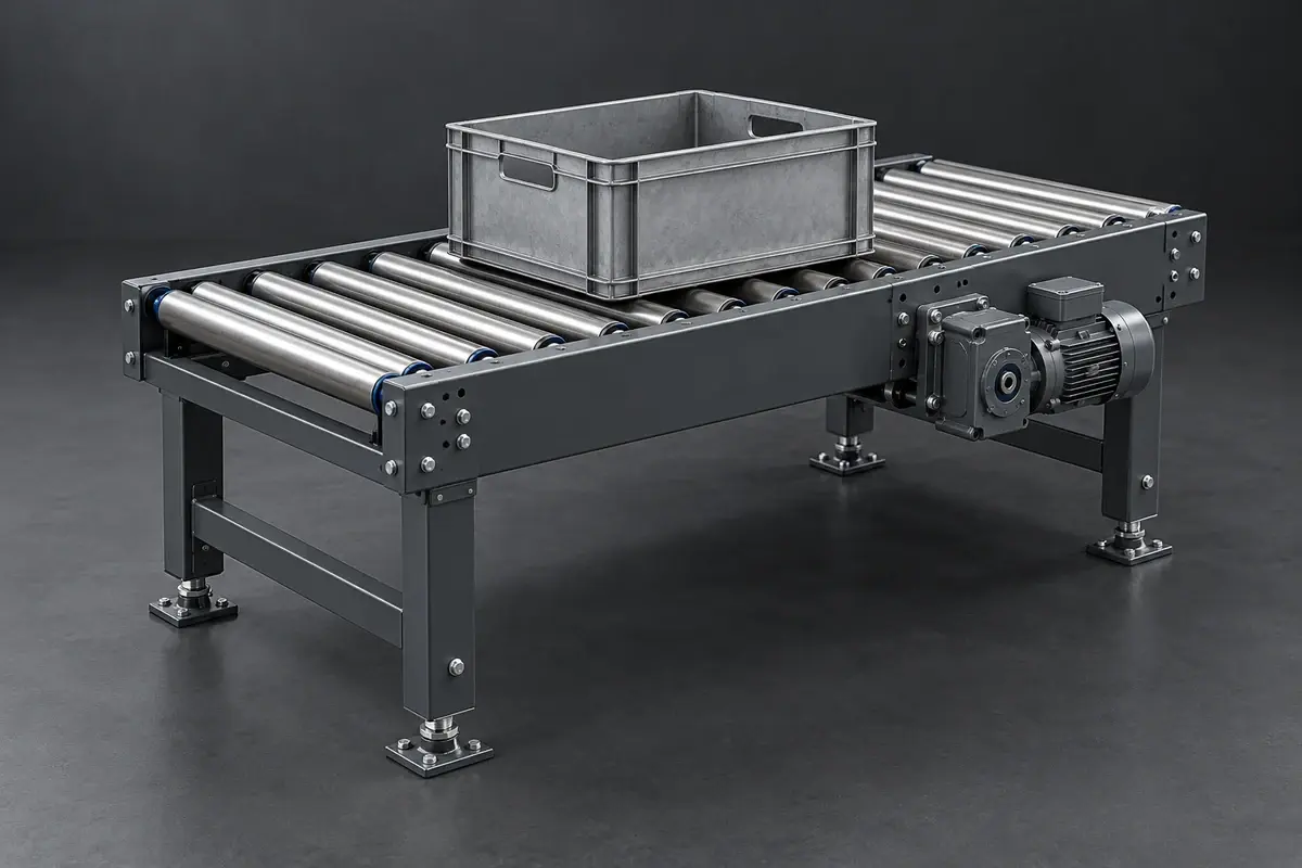 Powered roller conveyor for material handling