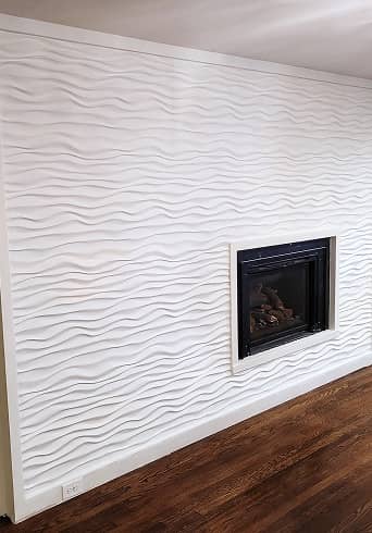 Gypsum wave pattern wall in white