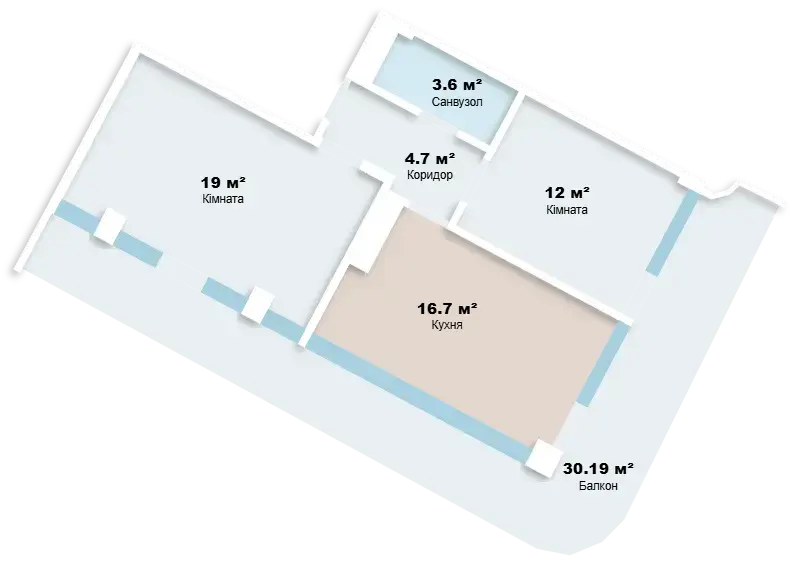 Планировка 2-комнатной квартиры в ЖК Graf у моря — вариант 8
