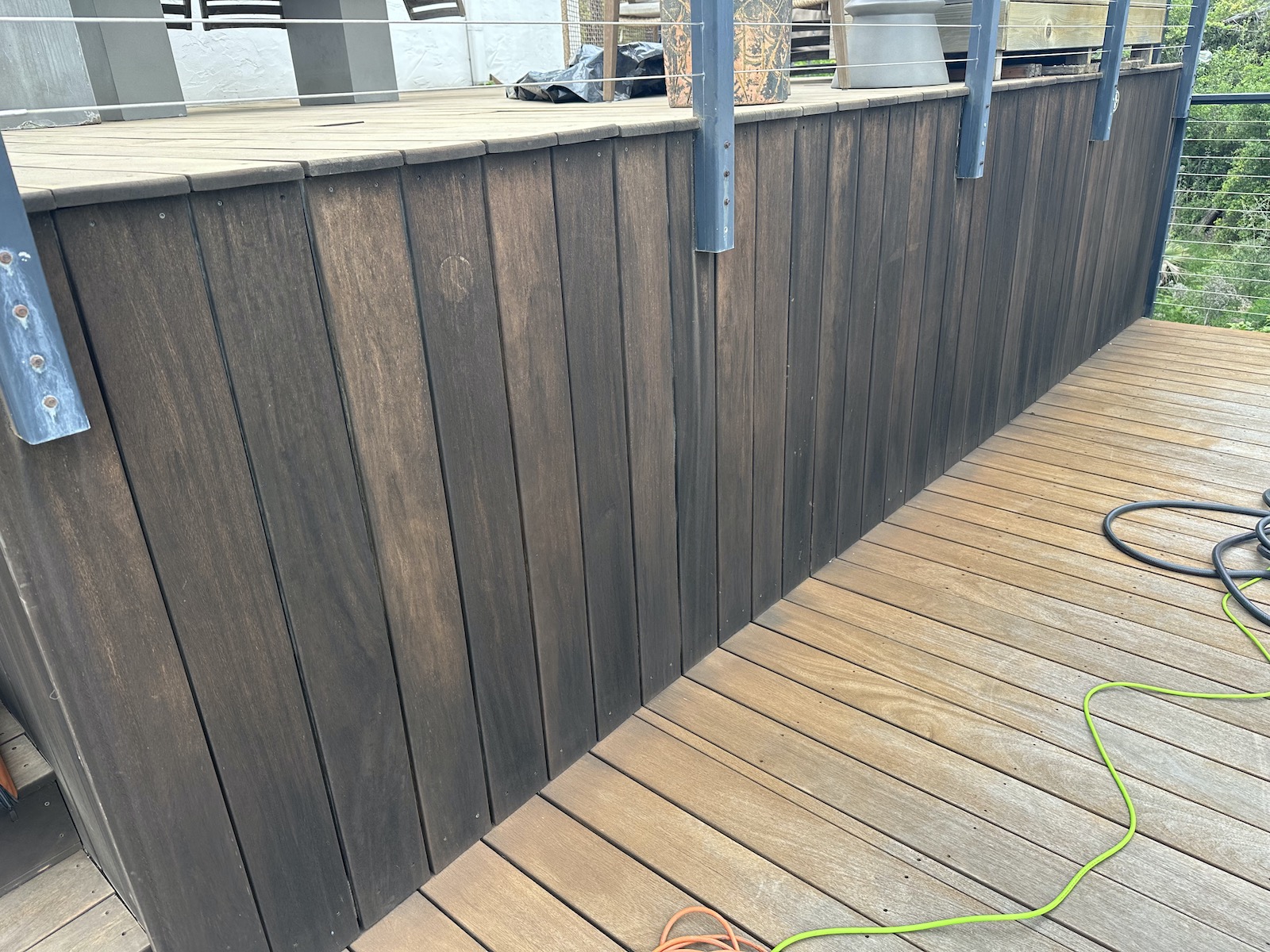 Hardwood deck restoration progress photo West Lake Hills Texas