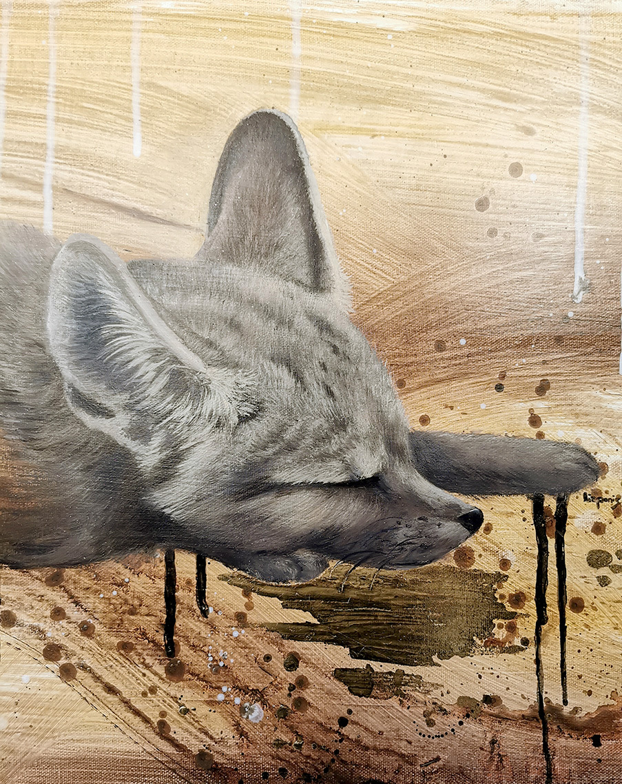 Wüstenfuchs Gemälde Original – Stille Weite und Anpassung an die Natur